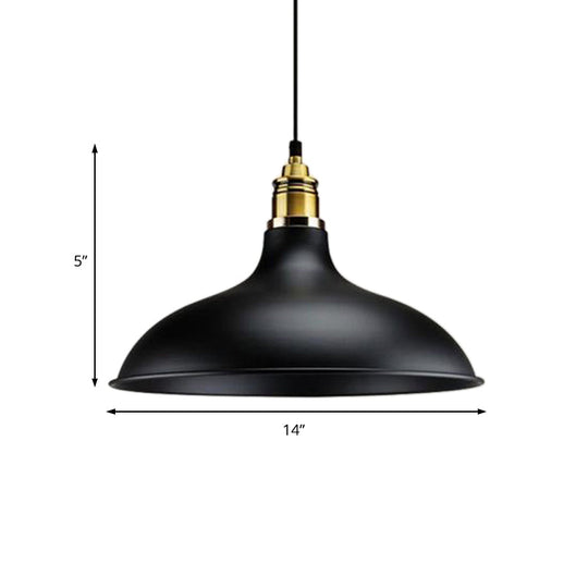 Modern Black Hanging Lamp with Bowl Shade - Adjustable Cord, Loft Style Indoor Ceiling Light Fixture