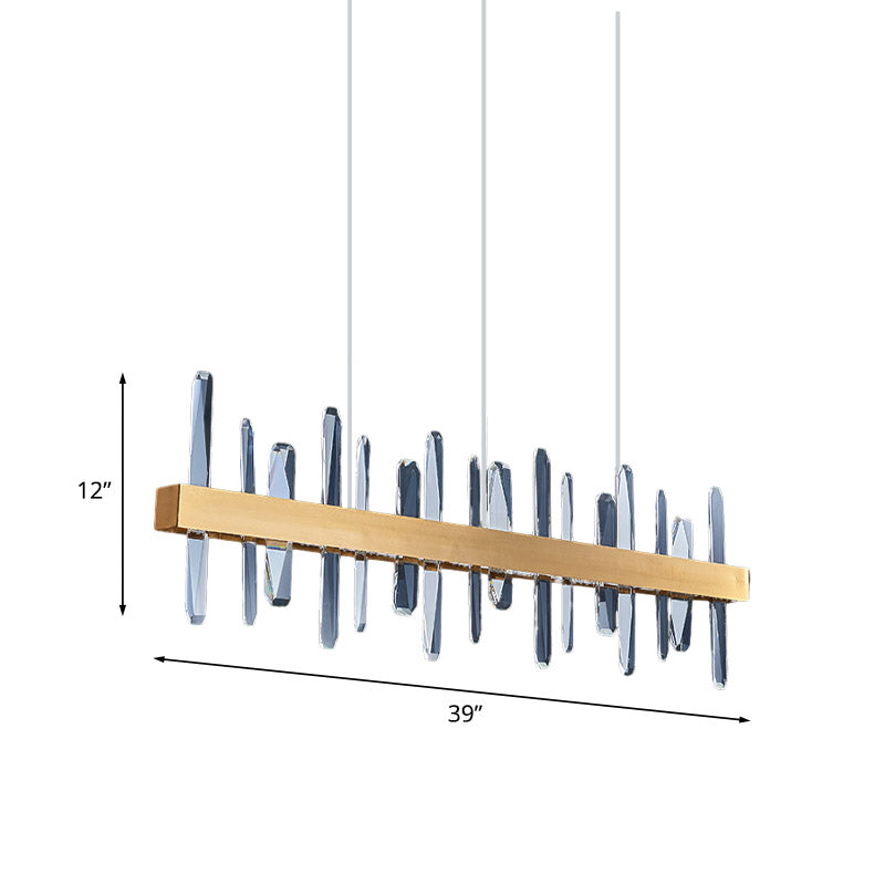 Postmodern Crystal Rod Led Pendant Lamp - Gold Linear Hanging Island Light For Dining Table 32/39