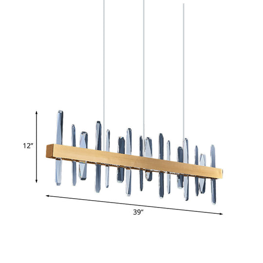 Postmodern Crystal Rod Led Pendant Lamp - Gold Linear Hanging Island Light For Dining Table 32/39
