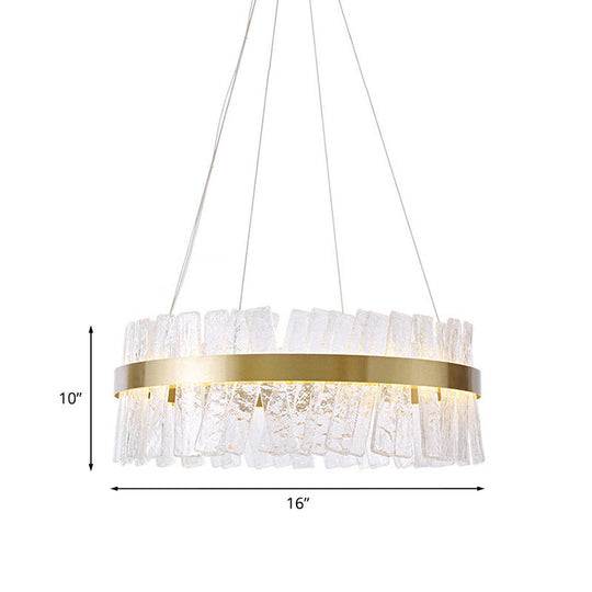 Contemporary Gold Textured Crystal Led Chandelier Pendant Light For Table