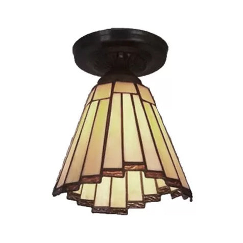 Tiffany Style Stained Glass Ceiling Light Mini Coolie Semi Flush Mount H8 X D6