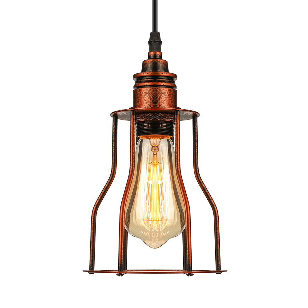 Antique Copper Pendant Lighting - Stylish Metallic Wire Guard Ceiling Light for Restaurants