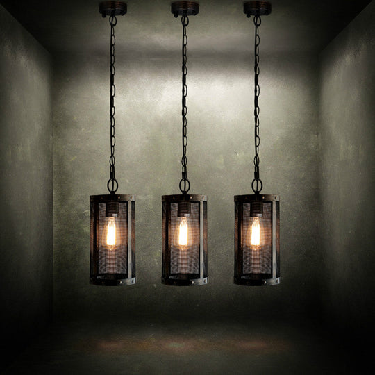 Bronze Hanging Lamp - Mini Industrial Pendant Light Fixture Single Cylinder Design