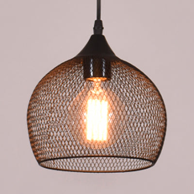 Dome Metal Pendant Lamp - Industrial Single Light Black Finish