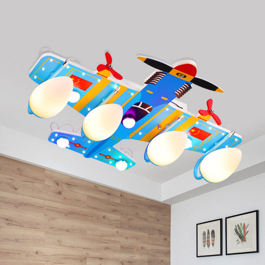 Blue Jet 4-Head Ceiling Light for Boy's Bedroom - Kids Style Acrylic Semi Flush Mount