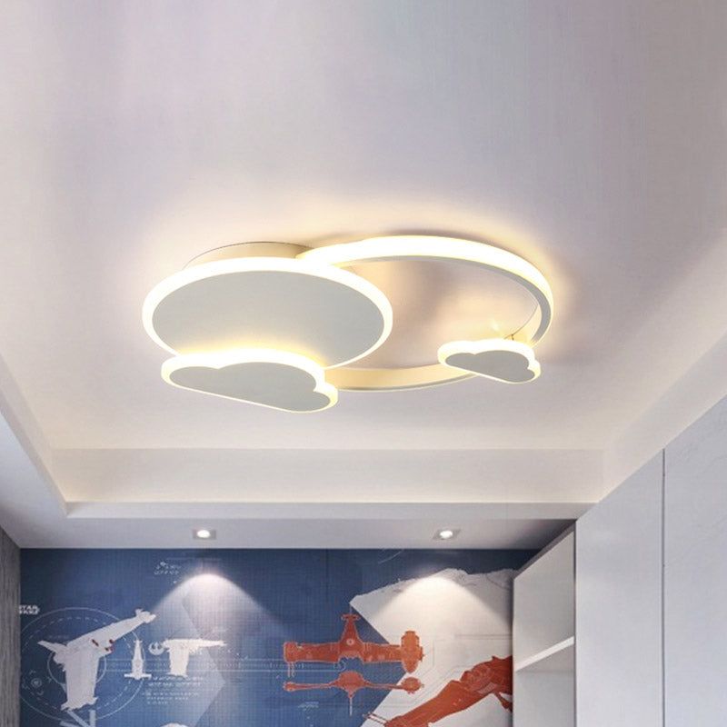 White/Pink Macaron Led Flush Light Fixture With Cloud Design In Warm/White - Ceiling Mount Lamp