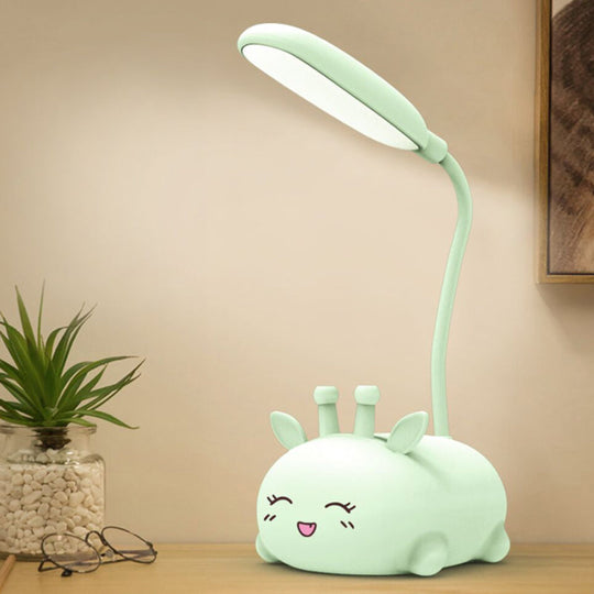 Zoey - Sika Cartoon Sika Deer Desk Lamp Plastic Kid Room LED Night Light with Flexible Arm in White/Pink/Blue