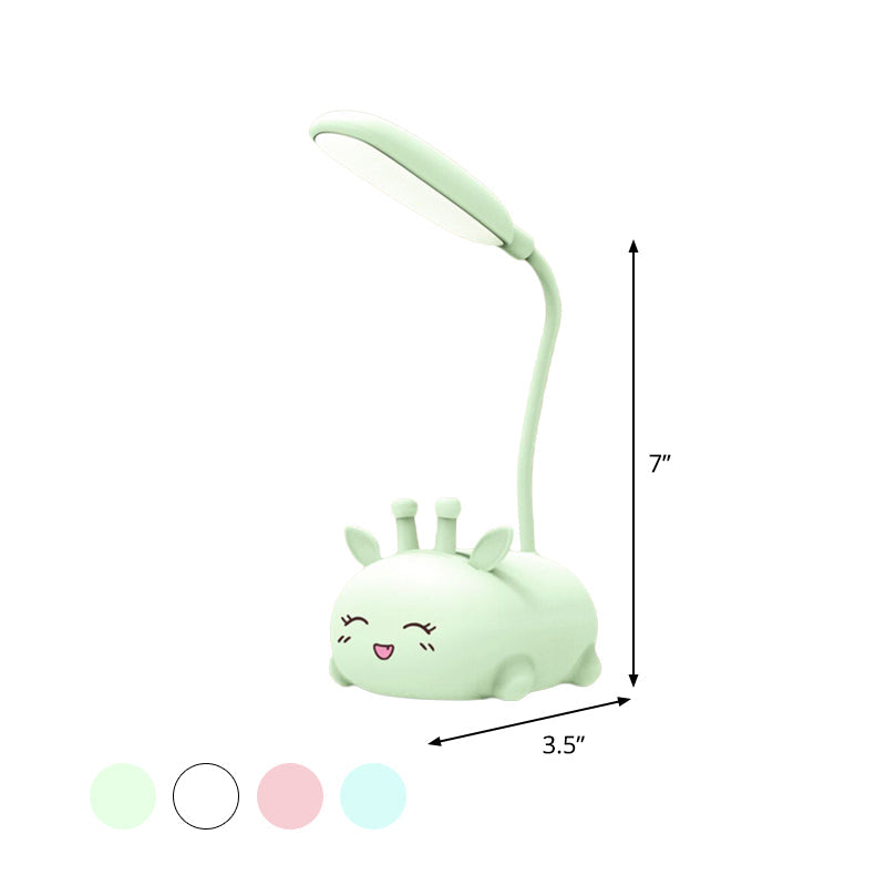 Zoey - Sika Cartoon Sika Deer Desk Lamp Plastic Kid Room LED Night Light with Flexible Arm in White/Pink/Blue