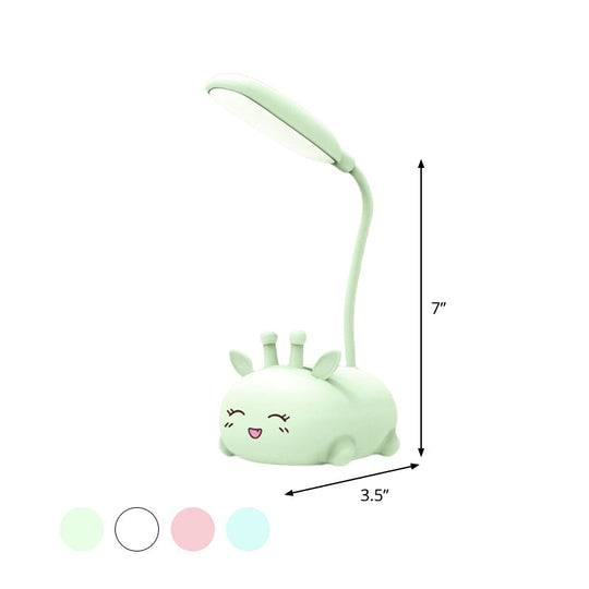 Zoey - Sika Cartoon Sika Deer Desk Lamp Plastic Kid Room LED Night Light with Flexible Arm in White/Pink/Blue