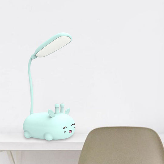 Zoey - Sika Cartoon Sika Deer Desk Lamp Plastic Kid Room LED Night Light with Flexible Arm in White/Pink/Blue