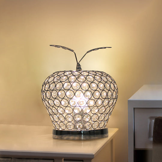 Caterina - Modern Crystal Apple Night Stand Lamp Modern Creative 1-Light Hotel Table Lighting in Silver