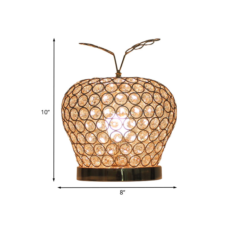 Caterina - Modern Crystal Apple Night Stand Lamp Modern Creative 1-Light Hotel Table Lighting in Silver