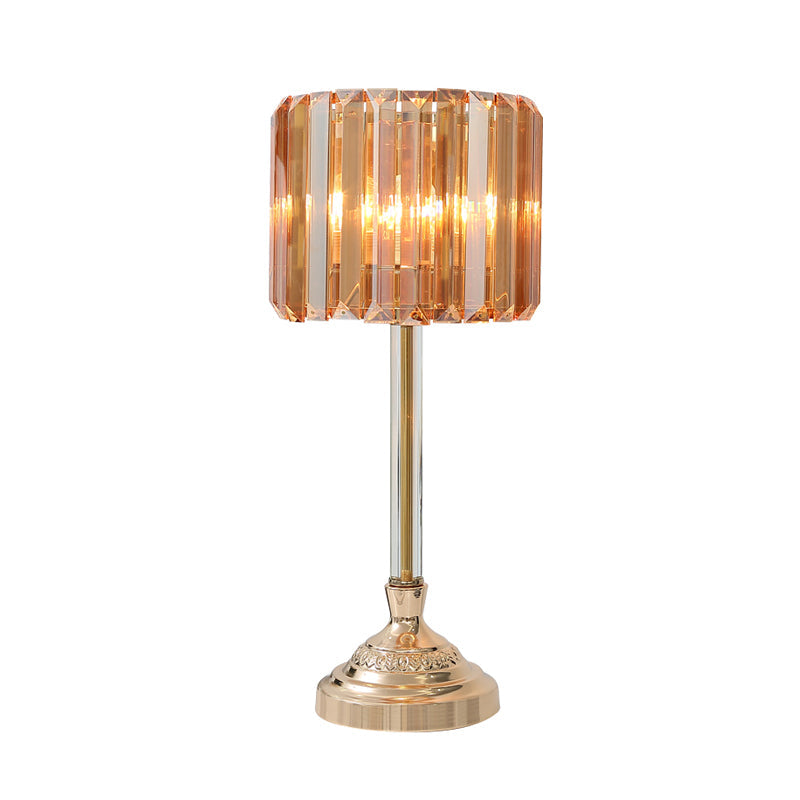 Gold Crystal Prism Drum Night Lamp - Modern Bedroom Table Lighting