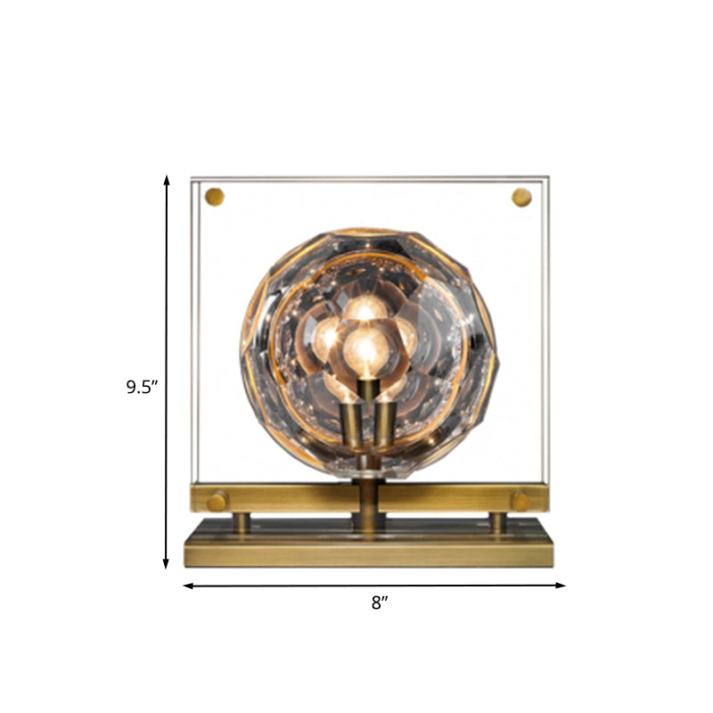 Modern Led Table Lamp With Crystal Bronze Finish And Gong Bell Design