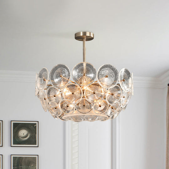 Modern 4-Light Gold Glass Bowl Chandelier - Elegant Ceiling Hanging Light For Dining Room