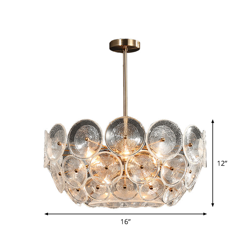 Modern Gold Glass Bowl Chandelier - 4-Light Dining Room Ceiling Pendant