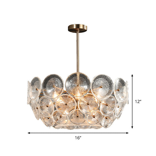 Modern Gold Glass Bowl Chandelier - 4-Light Dining Room Ceiling Pendant