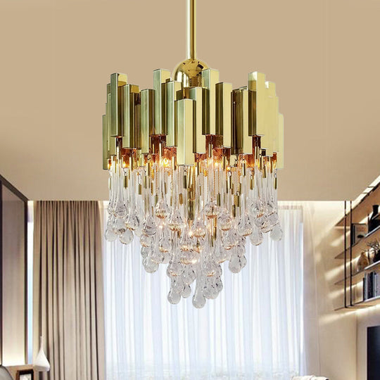 Contemporary Crystal Orb Chandelier with 4 Lights in Gold - Ceiling Suspension Lamp