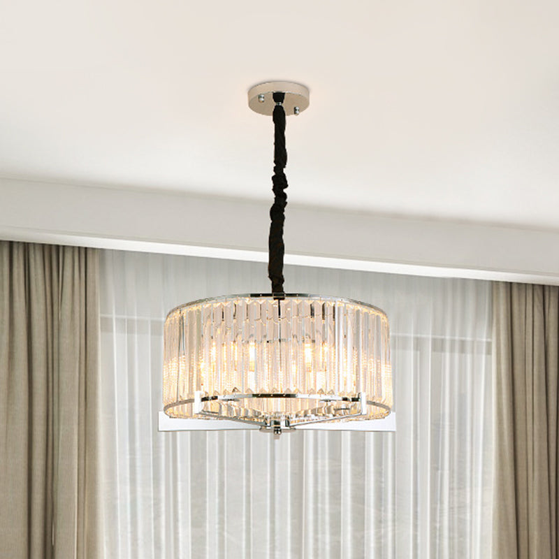 5/6-Head Modern Drum Crystal Chandelier: Stylish Ceiling Light for Table