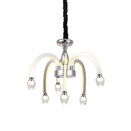 Stainless Steel Modern Drooping Chandelier for Dining Room - LED Hanging Light Kit