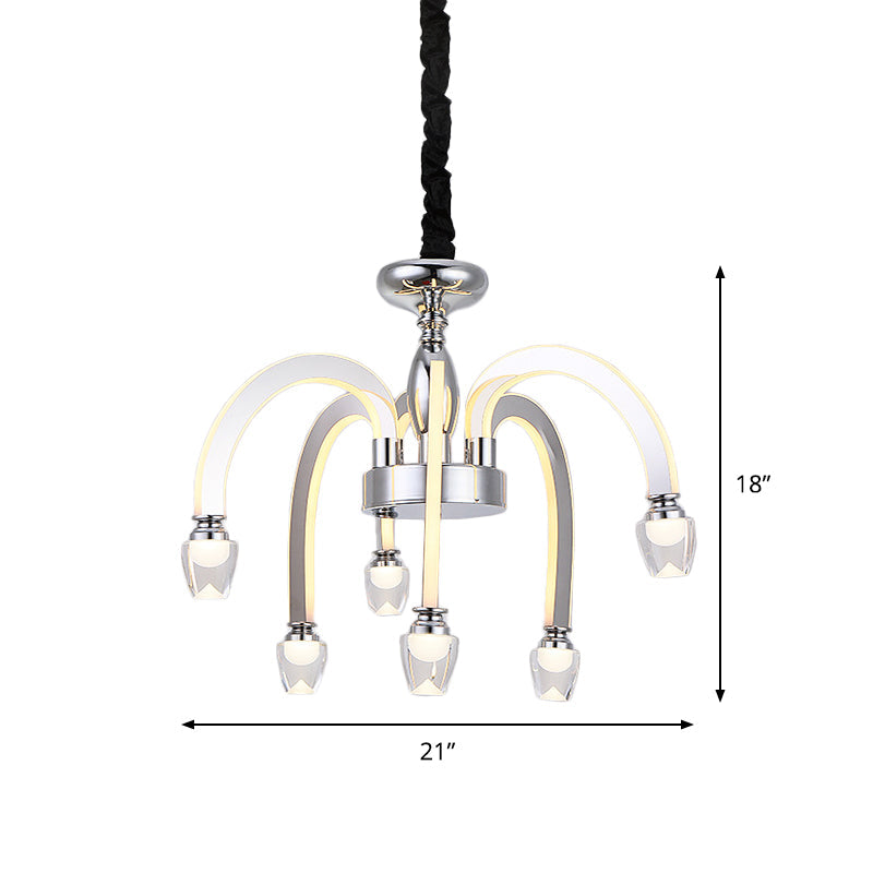 Stainless Steel Modern Drooping Chandelier for Dining Room - LED Hanging Light Kit