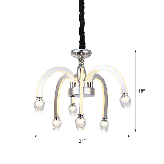 Stainless Steel Modern Drooping Chandelier for Dining Room - LED Hanging Light Kit