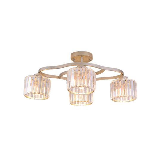 Modern Gold Crystal Shade Semi Flush Mount Ceiling Lamp For Dining Room (4/6-Bulb)