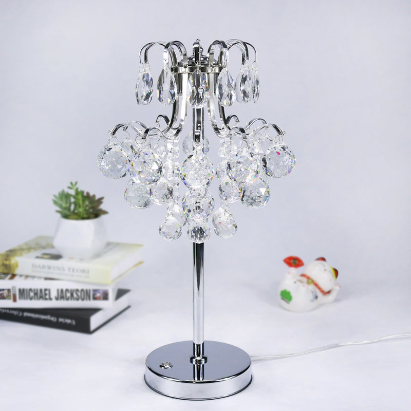 Modern Chrome Crystal Orb Led Table Lamp For Living Room Nightstand