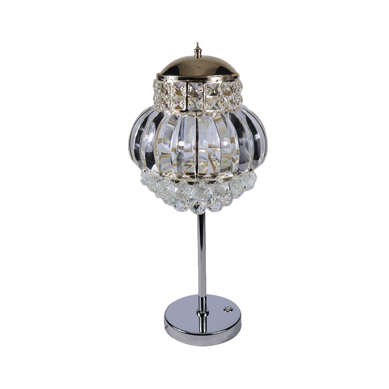 Led Chrome Crystal Globe Table Lamp With Dimmer - Modern Style Clear/Champagne