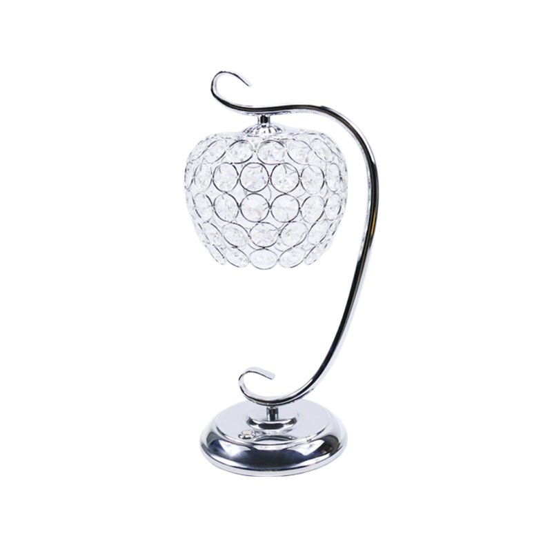 Traditional Led Table Lamp With Swirled Arm And Clear Crystal Dome Ideal Night Light For Living Room