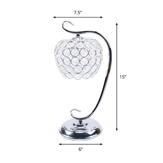 Traditional Led Table Lamp With Swirled Arm And Clear Crystal Dome Ideal Night Light For Living Room