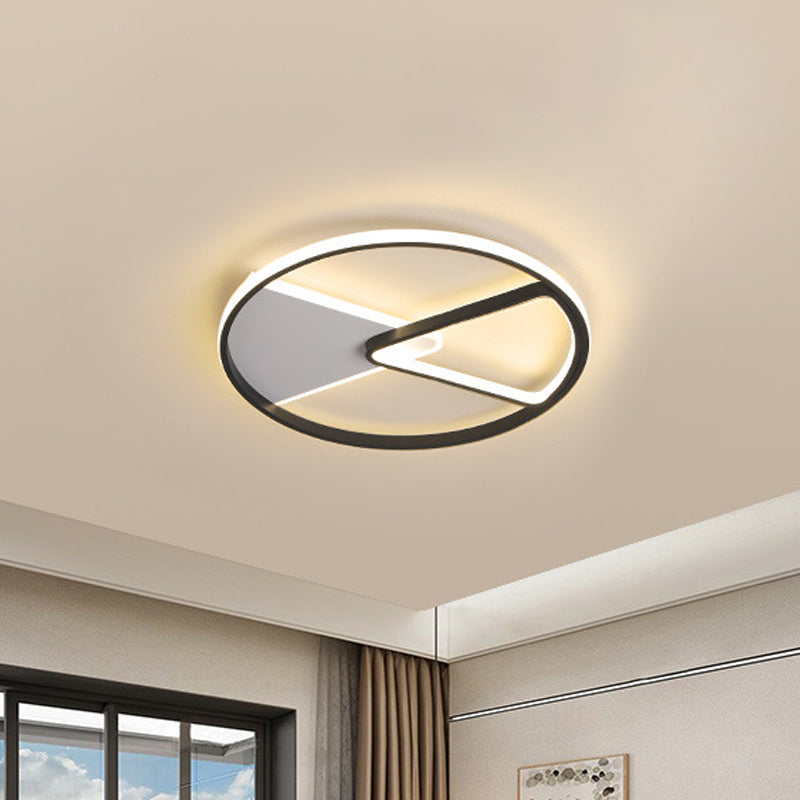 Modern Sector Frame Flushmount Led Bedroom Light - 16.5/20.5 Acrylic Black/White/Warm White