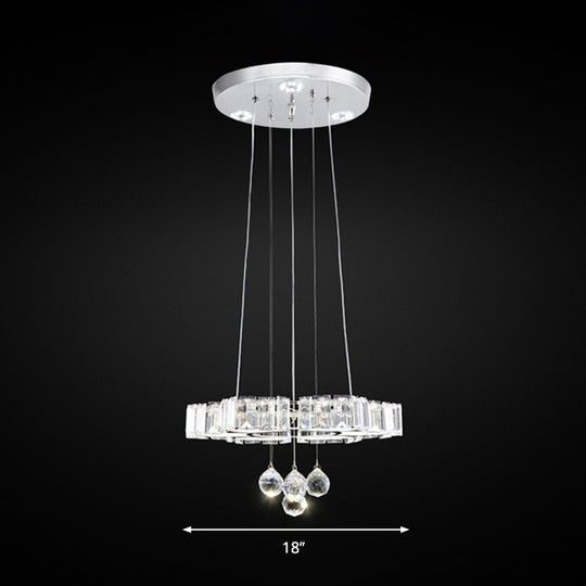 Minimalist Chrome Led Crystal Chandelier - Elegant Floral Dining Room Hanging Lamp