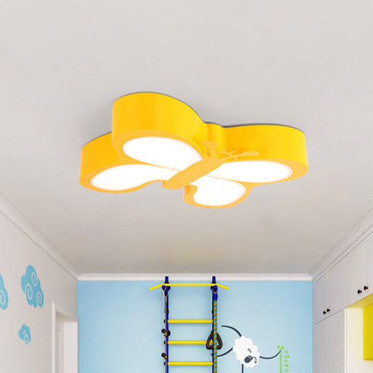 White/Yellow Butterfly LED Ceiling Flush Mount for Kindergarten