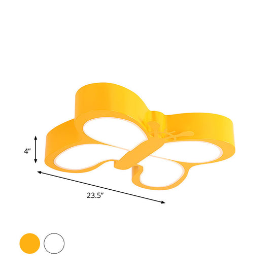 White/Yellow Butterfly LED Ceiling Flush Mount for Kindergarten