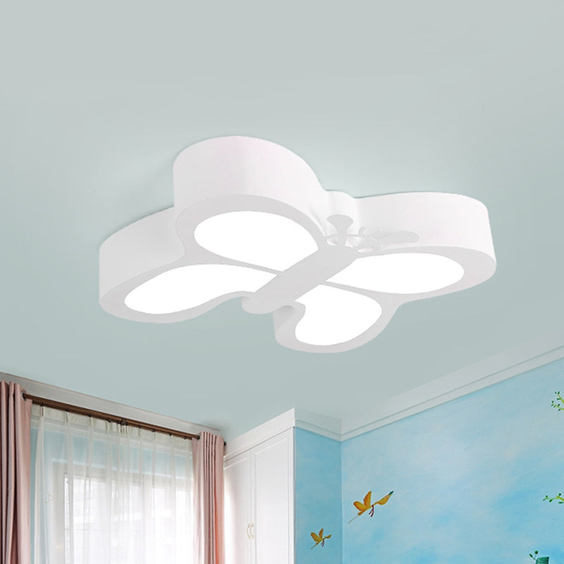 White/Yellow Butterfly Led Ceiling Flush Mount For Kindergarten White