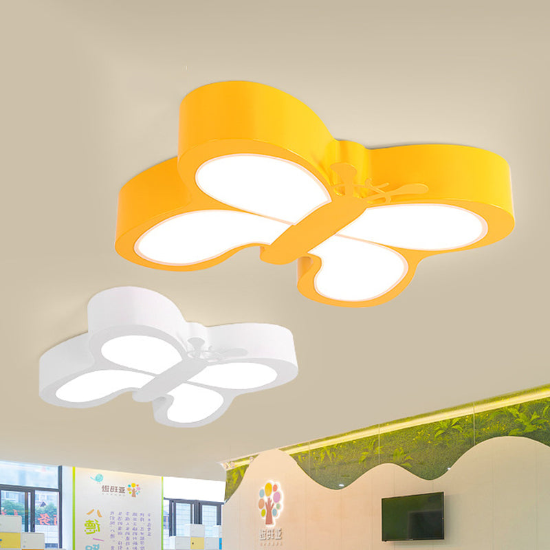 White/Yellow Butterfly LED Ceiling Flush Mount for Kindergarten