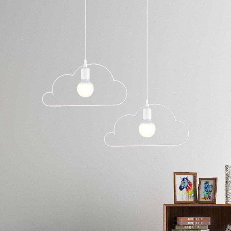 Nordic Black/White Pendant Light With Cloud Iron Frame - 2-Bulb Kitchen Multi