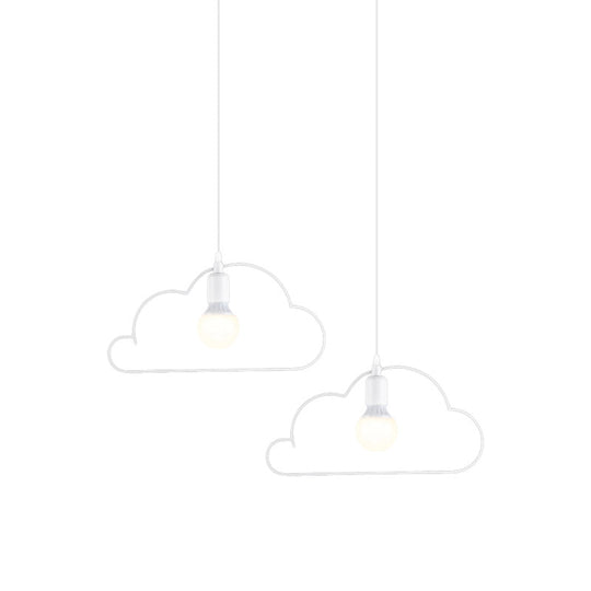 Nordic Black/White Pendant Light With Cloud Iron Frame - 2-Bulb Kitchen Multi