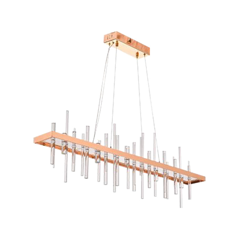 Contemporary Led Island Light With Crystal Rod - Rose Gold Finish