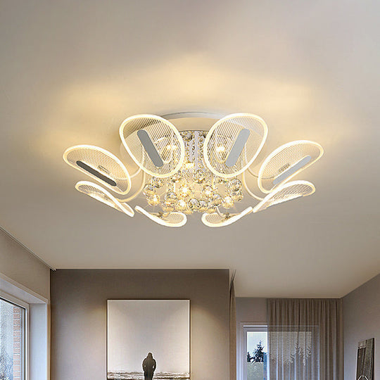 Clear Crystal Ball LED Flush Mount Light for Bedroom - Minimalist Oval Semi Flush Fixture, Available in 25.5"/31.5" Width