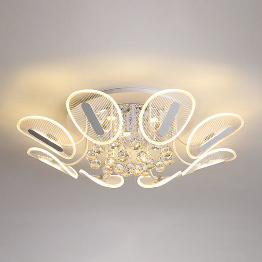 Clear Crystal Ball LED Flush Mount Light for Bedroom - Minimalist Oval Semi Flush Fixture, Available in 25.5"/31.5" Width