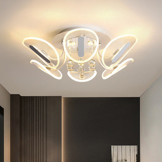 Clear Crystal Ball LED Flush Mount Light for Bedroom - Minimalist Oval Semi Flush Fixture, Available in 25.5"/31.5" Width