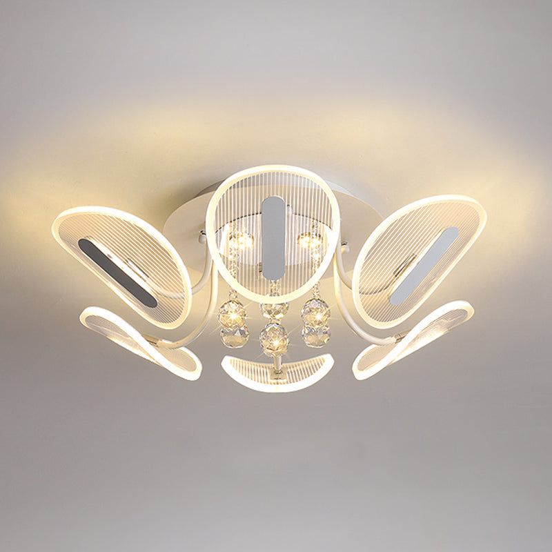 Clear Crystal Ball LED Flush Mount Light for Bedroom - Minimalist Oval Semi Flush Fixture, Available in 25.5"/31.5" Width