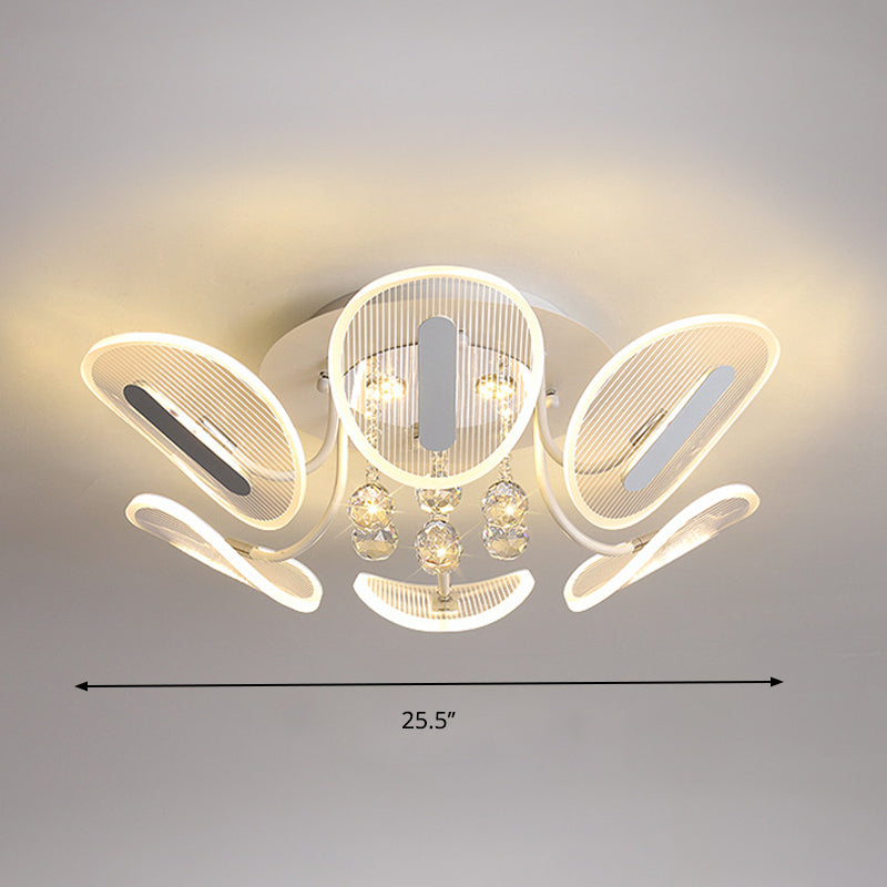 Clear Crystal Ball LED Flush Mount Light for Bedroom - Minimalist Oval Semi Flush Fixture, Available in 25.5"/31.5" Width