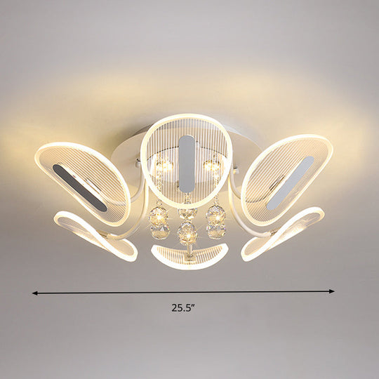 Clear Crystal Ball Led Flush Mount Light For Bedroom - Minimalist Oval Semi Fixture Available In