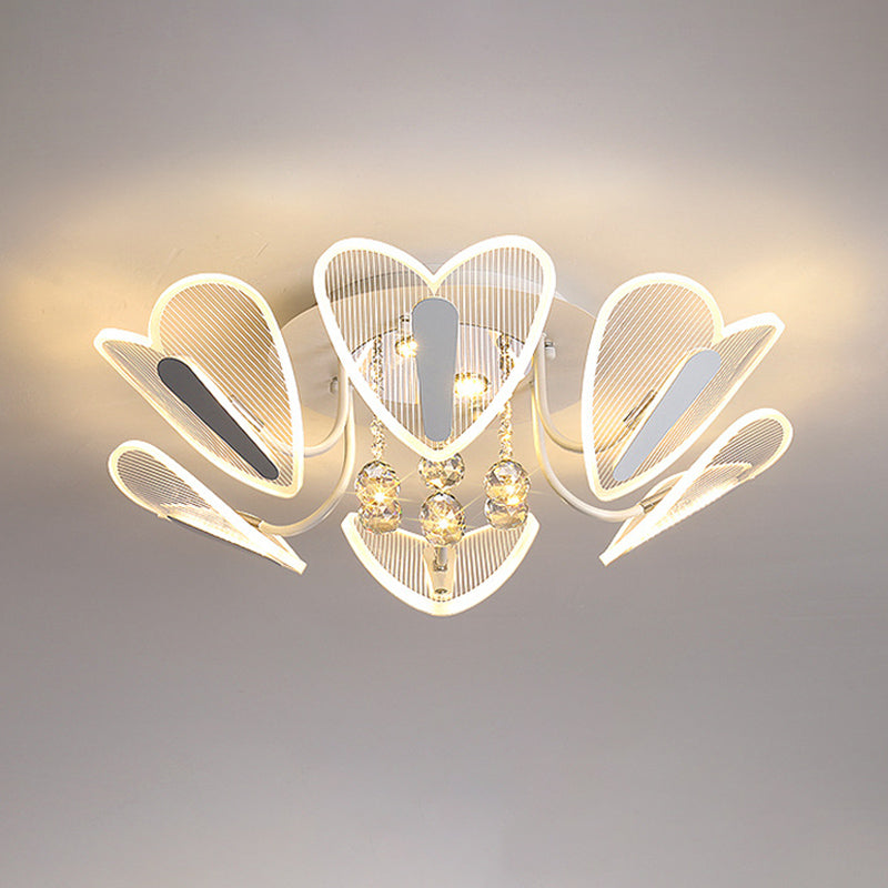 Contemporary LED Heart Crystal Ball Flush Mount Light - 25.5"/31.5" Width