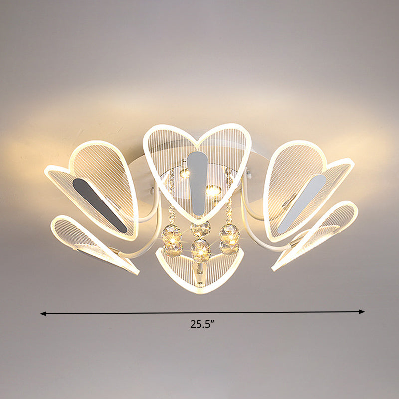 Contemporary Led Heart Crystal Ball Flush Mount Light - 25.5/31.5 Width