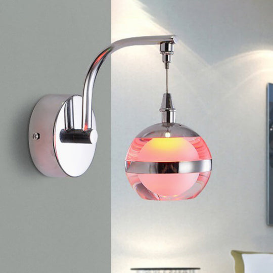 Modern Led Metal Wall Sconce Light With Acrylic Shade - Sleek Chrome Finish