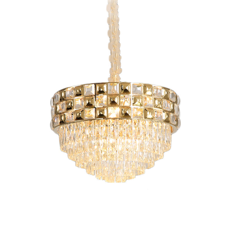 Postmodern Gold Crystal Chandelier With 14-Bulb Pendant Light - Elegant Bedroom Lamp